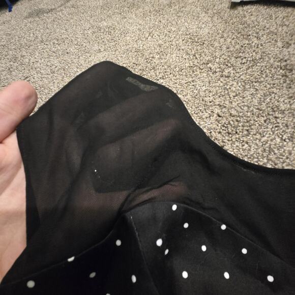 Women's Torrid Dress Black White Polka Dot Flare Sheer Top Cotton Long Sz 26 - Picture 4 of 8